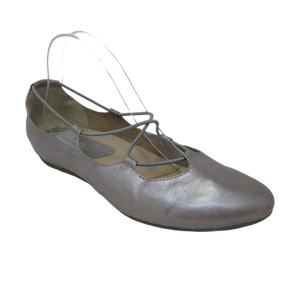 Earthies Essen Ballet Flats Womens 10 Metallic Silver Leather Comfort
